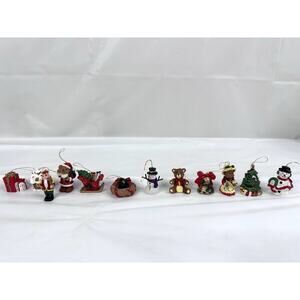 Assorted Miniature Christmas Ornaments Lot Of 12 Snowman Wreath Sled Nutcracker